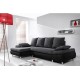 Canapé d'angle convertible MILO tissu maillé gris 4 places 280 cm