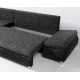 Canapé d'angle convertible MILO tissu maillé gris 4 places 280 cm