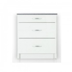 Meuble de cuisine casserolier 80 cm OXANE en laqué brillant avec 3 tiroirs