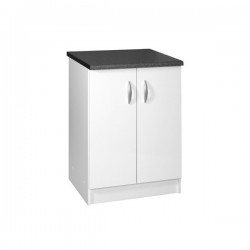 Meuble de cuisine bas 2 portes 60 cm OXANE laqué brillant avec 1 étagère