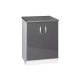 meuble de cuisine bas 2 portes 60 cm OXANE 1 étagère pas cher moderne gris laqué brillant