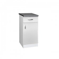 Meuble de cuisine bas 1 porte 1 tiroir 40 cm OXANE laqué brillant avec 1 étagère et 1 tiroir
