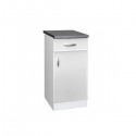 Meuble de cuisine bas 1 porte 1 tiroir 40 cm OXANE laqué brillant avec 1 étagère et 1 tiroir