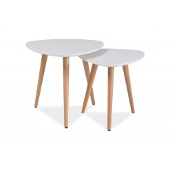 Ensemble Table basse scandinave NOLA lot de 2 blanc
