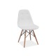 Chaise scandinave dsw AXEL aspect boutonné simili cuir blanc pied bois