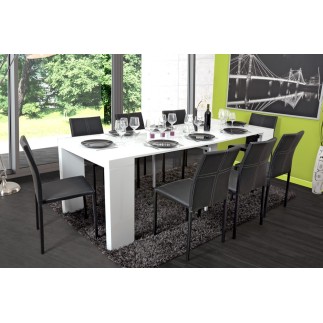 Table extensible ALGA blanc laqué différentes positions
