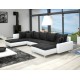 canapé d'angle en U avec pied chrome dante noir et blanc ultra moderne et design