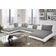 Canapé d'angle panoramique design CAYEN gris et blanc moderne position basse