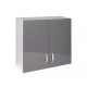 Meuble de cuisine haut 2 portes 80 cm OXANE laqué brillant avec 1 étagère