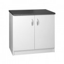 Meuble de cuisine bas 2 portes 90 cm OXANE laqué brillant avec 1 étagère