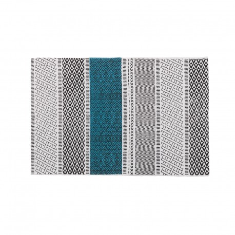 Tapis motifs ethniques turquoise 60 x 90 cm