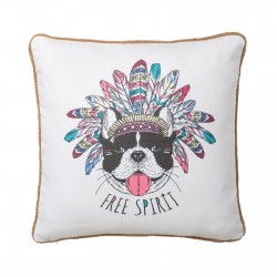 Coussin bouledogue FREE II en coton 45 x 45 cm