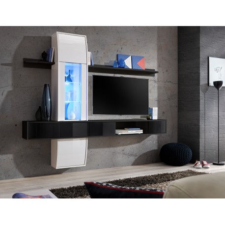 Ensemble meuble TV COMET II noir et blanc