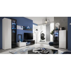 Ensemble meuble TV SKYLINE blanc et noir