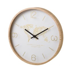 Horloge ronde MAPPEMONDE en MDF et cristal 33 x 33 x 4 cm