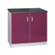 Meuble de cuisine bas 2 portes 120 cm OXANE laqué brillant avec 1 étagère