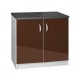 Meuble de cuisine bas 2 portes 120 cm OXANE laqué brillant avec 1 étagère