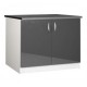 Meuble de cuisine bas 2 portes 120 cm OXANE laqué brillant avec 1 étagère