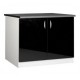 Meuble de cuisine bas 2 portes 120 cm OXANE laqué brillant avec 1 étagère