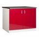 Meuble de cuisine bas 2 portes 120 cm OXANE laqué brillant avec 1 étagère