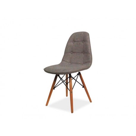 Chaise scandinave dsw AXEL aspect boutonné simili cuir noir pied bois