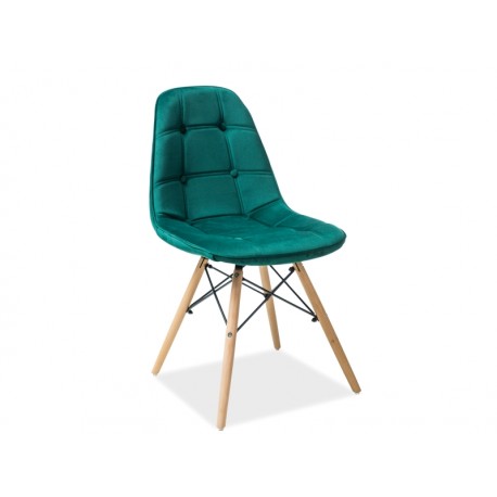 Chaise scandinave AXEL III en velours aspect boutonné