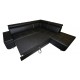 Canapé d'angle moderne DAYLON simili cuir noir coutures blanches tendance maison d'architecte