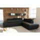 Canapé d'angle moderne DAYLON simili cuir noir coutures blanches tendance maison d'architecte