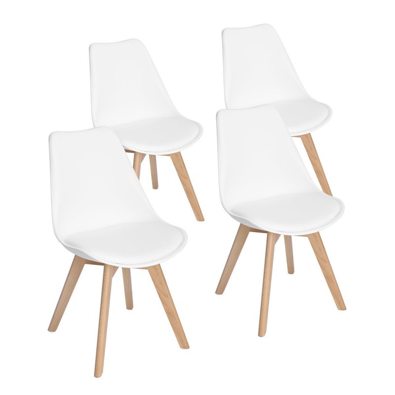 Lot de 4 chaises scandinave avec coussin, chaises cuisine salle à