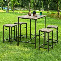 Lot de table + 4 tabourets avec repose-pied