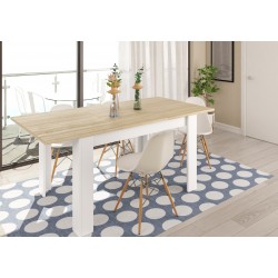 Table extensible scandinave KENDA bois et blanc style nordique