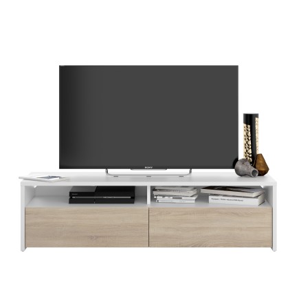 Meuble TV bois et blanc KIOTO