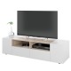 Meuble TV scandinave TAMIKO bois et blanc moderne et design pas cher