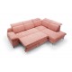 Canapé d'angle convertible COBRA rose pâle moderne et design avec lit et coffre de rangement