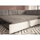 Canapé d'angle convertible LITO design avec lit en tissu et simili cuir gris et blanc pas cher