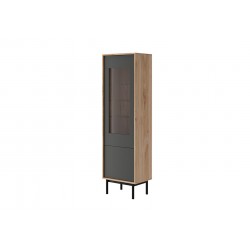 Vitrine 1 portes industrielle BASI 54 cm avec porte vitrée et pied en métal