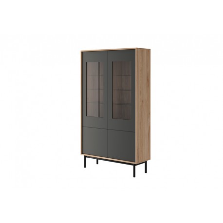Vitrine 2 portes vitrées industrielle BASI 104 cm style loft moderne