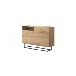 Commode industrielle ENJOY 120 cm 2 portes bois, gris ou blanc