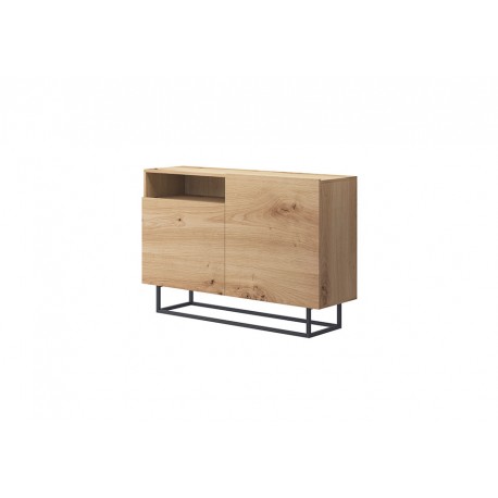 Commode industrielle ENJOY 120 cm 2 portes bois, gris ou blanc