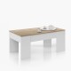 Table Basse CENDA Blanc et chêne avec Plateau Relevable scandinave