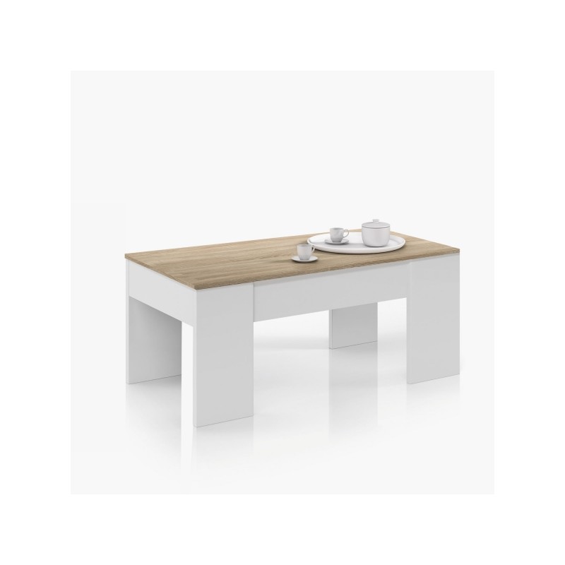 Table basse Siola 90x90 avec plateau relevable - blanc Moderne