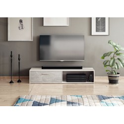 Meuble télé de 140 cm TILA bois et blanc ou gris moderne et pas cher