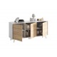 ZAIKI - Buffet contemporain blanc et decor chene style scandinave - L 154 cm