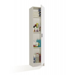 AMORIO - Armoire multifonction 1 porte. Dim. 37 x 37 x 180 cm. Mélaminé Blanc