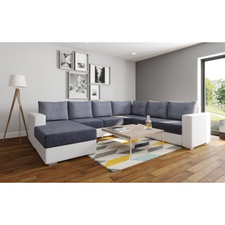 magnifique Canapé d'angle 6 places OARA blanc en cuir PU eclatant