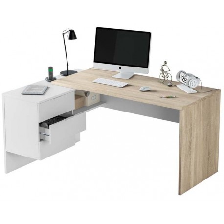 Bureau angle avec caisson 3 tiroirs