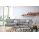 Canapé d'angle scandinave ZARI gris avec pieds bois