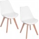 Lot de 2 chaises scandinaves blanches IJIE avec pieds en bois et assise rembourée