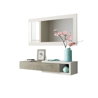 Console d'entrée NOON avec miroir blanc et bois Alaska