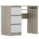 CINO - Bureau avec 3 tiroirs 90 cm bois et blanc style scandinave